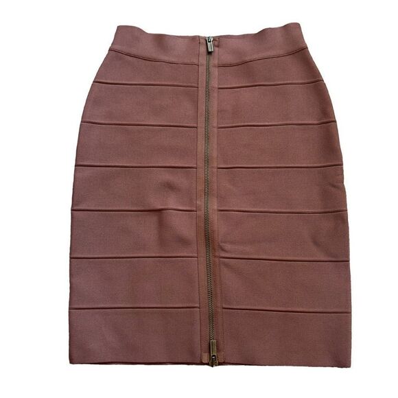 BCBGMAXAZRIA Josey Bandage Zip Up Brown Skirt SMALL - Picture 2 of 13